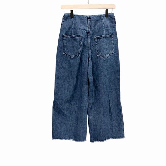 Zara High-Waisted Wide Leg Jeans Raw Hem Denim Vintage Inspired Women’s US 4 - Picture 2 of 12